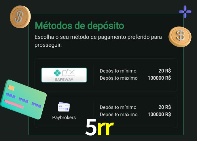 O cassino 5rr oferece uma grande variedade de métodos de pagamento